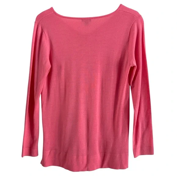 J.Jill Merino Wool V-Neck Sweater Pink Rose Lightweight Soft Knit Small - Picture 3 of 9